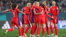 Norway celebrates scoring in its 6-0 victory against the Philippines on Sunday.