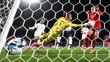 Costa Rican midfielder Melissa Herrera, right, scores her team's lone goal.