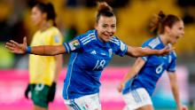 Italy's Arianna Caruso celebrates after scoring against South Africa.