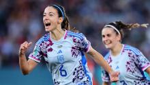 Spain's Aitana Bonmatí celebrates a goal in the 5-1 win against Switzerland on August 5.