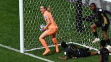 The Netherlands' Jill Roord celebrates after scoring the first goal in her team's 2-0 victory over South Africa on August 6. With the victory, the Dutch advanced to the quarterfinals.