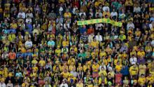 Australia fans show their support at Brisbane Stadium.