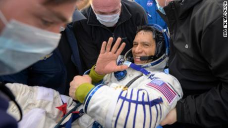 Expedition 69 NASA astronaut Frank Rubio is helped out of the Soyuz MS-23 spacecraft just minutes after he Roscosmos cosmonauts Sergey Prokopyev and Dmitri Petelin, landed in a remote area near the town of Zhezkazgan, Kazakhstan on Wednesday, Sept. 27, 2023. The trio are returning to Earth after logging 371 days in space as members of Expeditions 68-69 aboard the International Space Station. For Rubio, his mission is the longest single spaceflight by a U.S. astronaut in history. Photo Credit: (NASA/Bill Ingalls)
