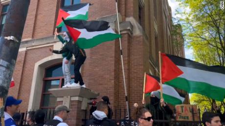 Police on the scene of pro-Palestinian protests at DePaul University