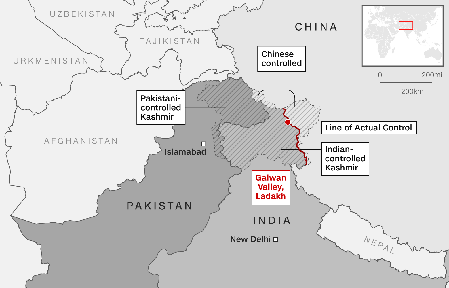مقتل ثلاثة جنود هنود في “مواجهة عنيفة” على الحدود الصينية Kashmir_Map_WIDE_June15_Galwan_Valley_Ladakh_mediumx2