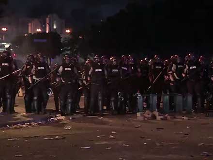 american riot police pose