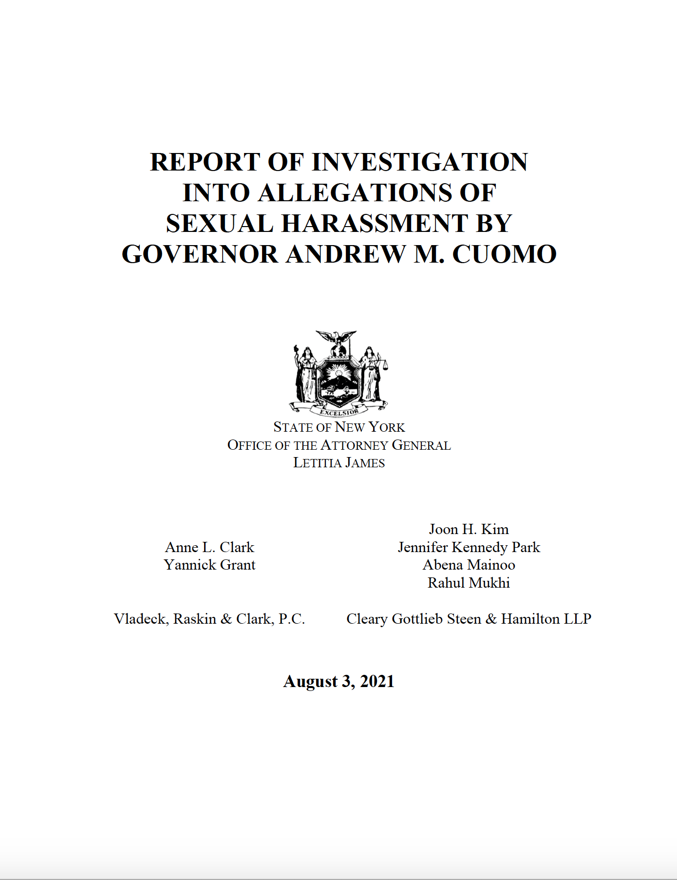 Read Ny Ag Report Into Harassment Allegations Against Gov Andrew Cuomo Cnnpolitics