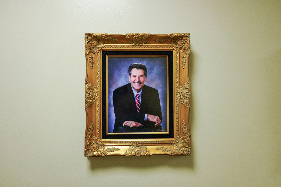 A portrait of Pete Saenz, mayor of Laredo. The population of Laredo is about 96% Latino. Free trade agreements have helped make the city one of the busiest inland ports in the United States.