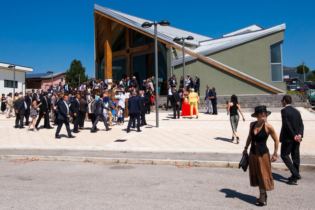 A congregation celebrates the union of a young couple at the new settlement.