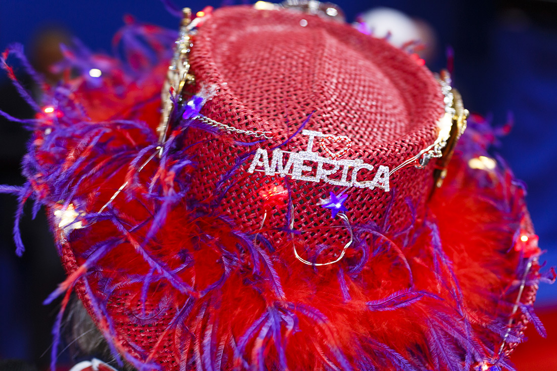 A patriotic hat at the Republican National Convention in Cleveland.