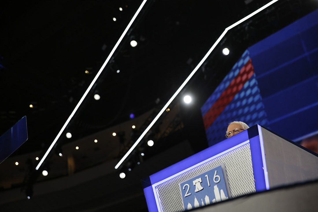 Bernie Sanders speaks at the Democratic National Convention.