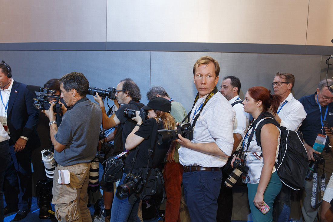 Photographers at the Democratic convention.