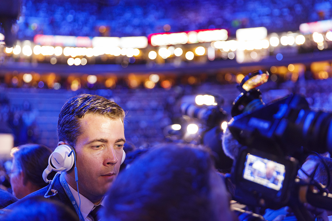 Broadcasting at the Democratic convention.