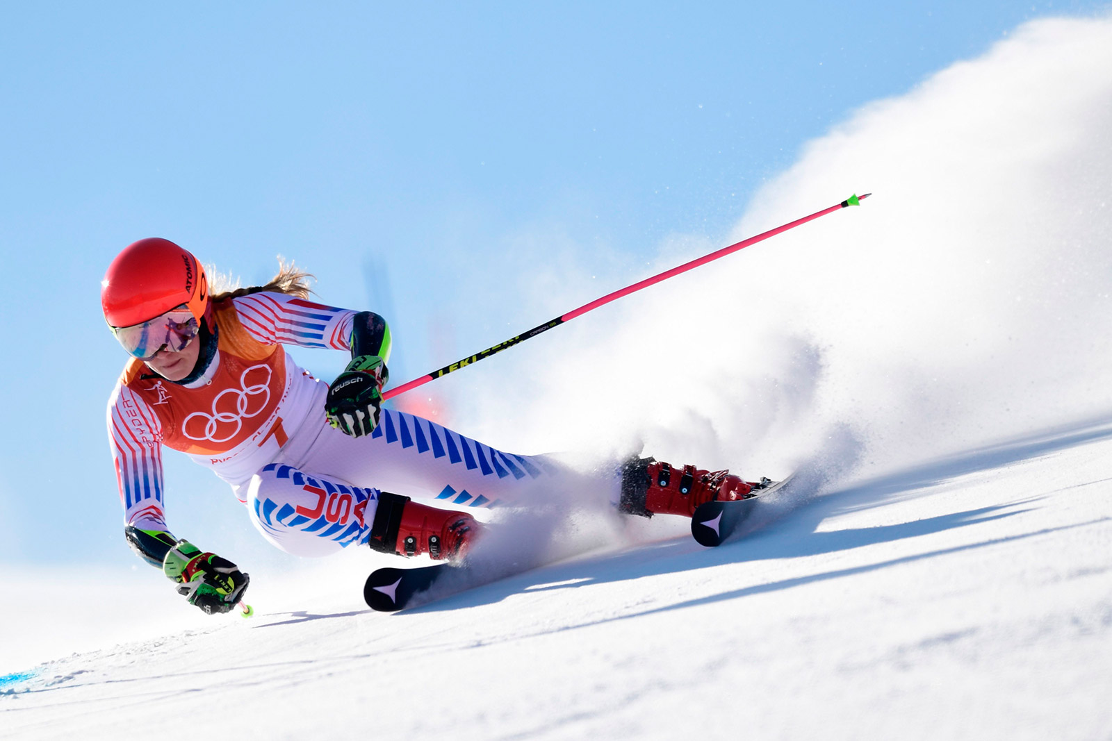 Ski racing. Mikaela Shiffrin giant Slalom. Микаэла Шиффрин слалом. Mikaela Shiffrin and Aleksander Aamodt kilde.