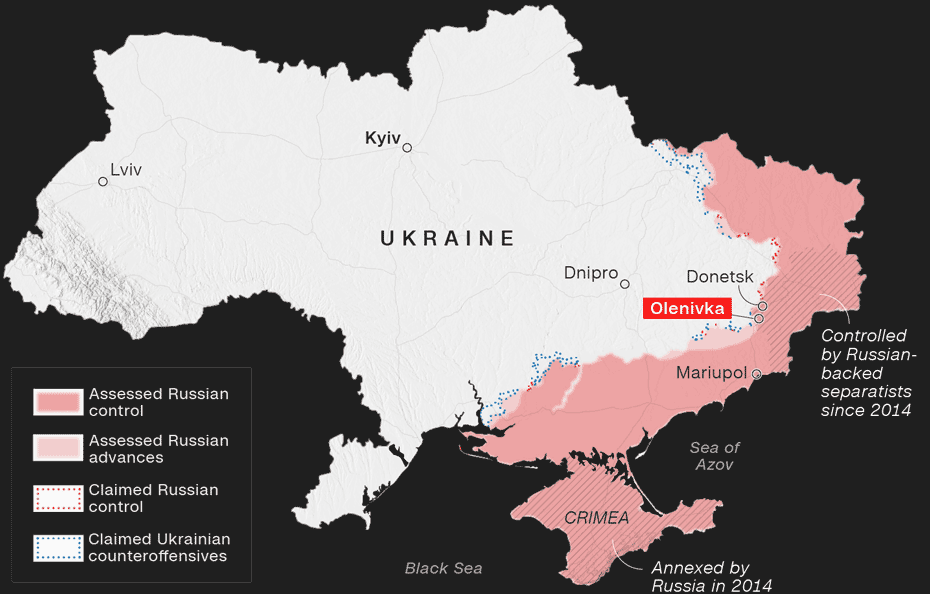 Data as of July 28, 2022 at 3 p.m. ET<br><br>Notes: “Assessed” means the Institute for the Study of War has received reliable and independently verifiable information to demonstrate Russian control or advances in those areas. Russian advances are areas where Russian forces have operated in or launched attacks, but they do not control them. “Claimed” areas are where sources have said control or counteroffensives are occurring, but ISW cannot corroborate nor demonstrate them to be false.