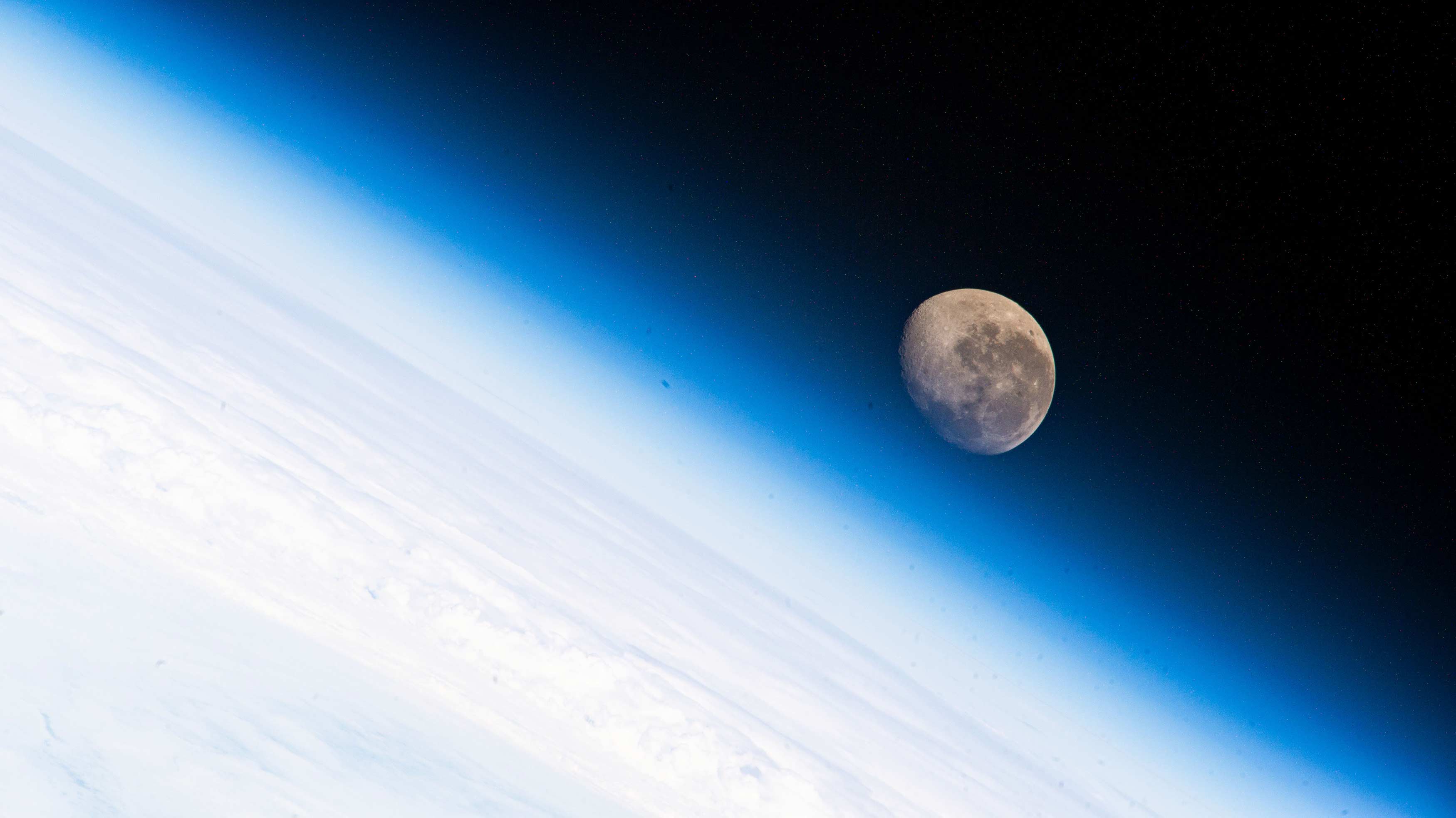 The International Space Station captured this image of the moon above Earth&#39;s horizon on January 21.