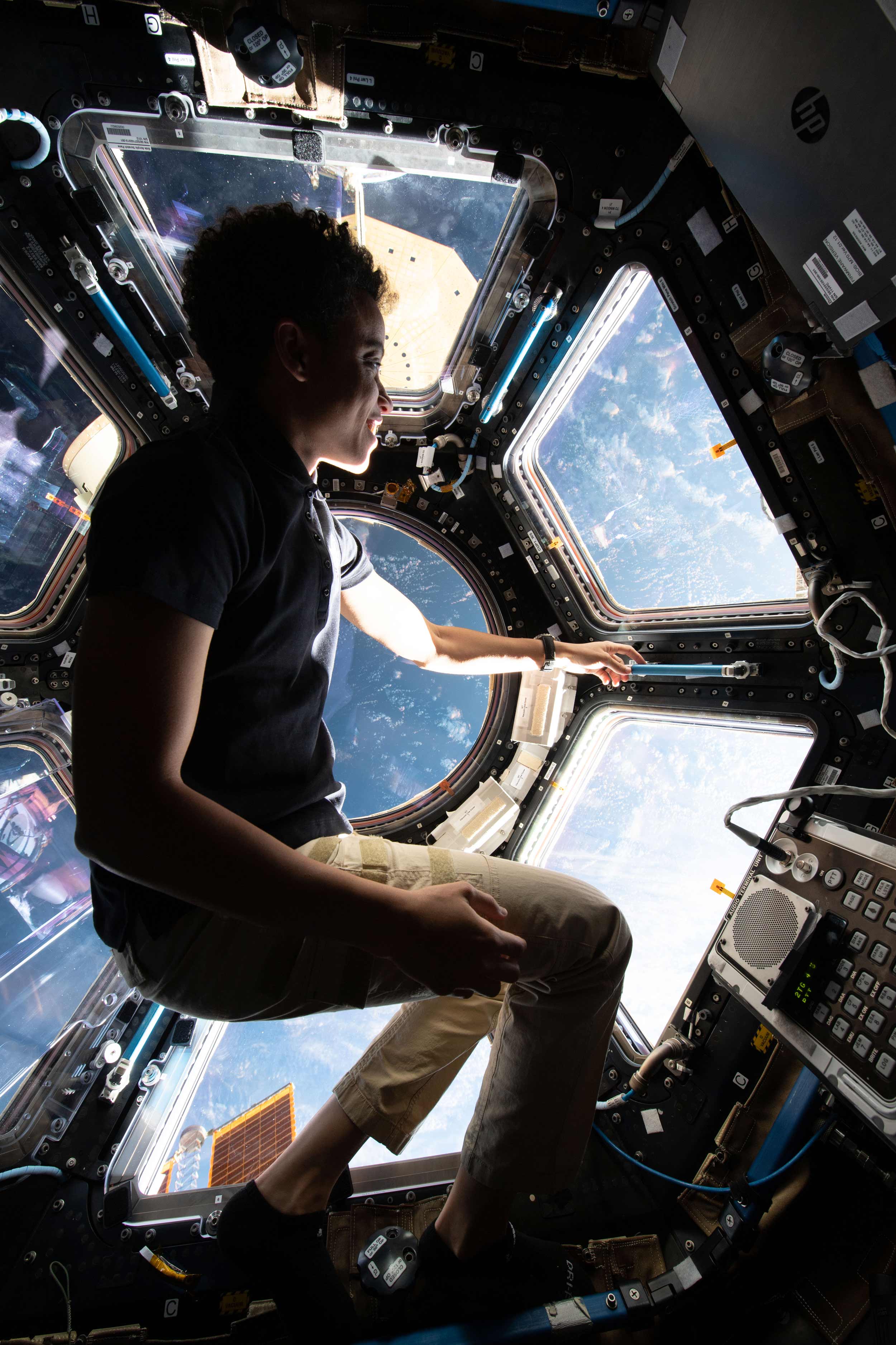 NASA astronaut Jessica Watkins enjoys the view of Earth from inside the International Space Station&#39;s seven-windowed cupola on May 5. Watkins made <a href="https://www.cnn.com/2022/04/27/tech/spacex-launch-crew-4-wednesday-scn/index.html" target="_blank">history</a> as the first Black woman to join the Space Station crew.