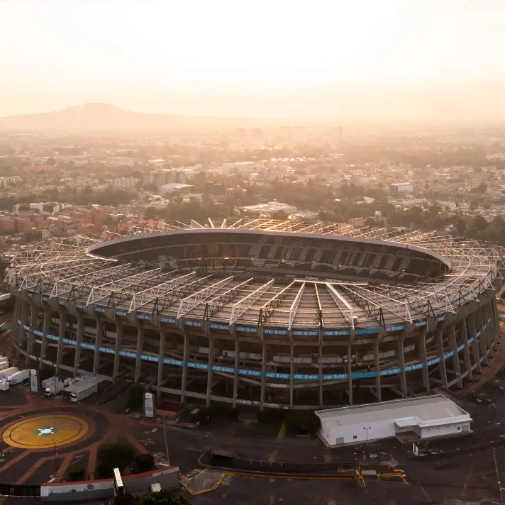 Aerial view of Azteca Stadium in Mexico City, one of the three stadiums selected for Mexico. This will be Azteca’s third World Cup.