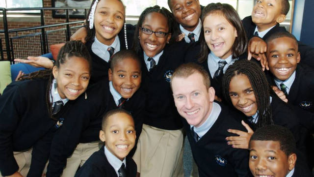 Teacher Ron Clark is pictured with his students.