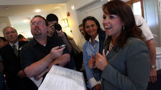 Christine O'Donnell pictured at a Virginia Tea Party rally.