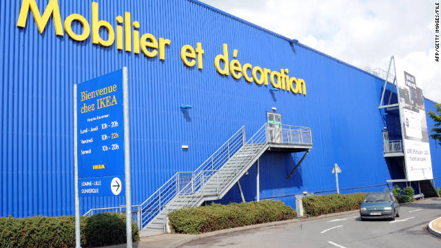 A car passes an Ikea store in northern France, where small explosives detonated in May.