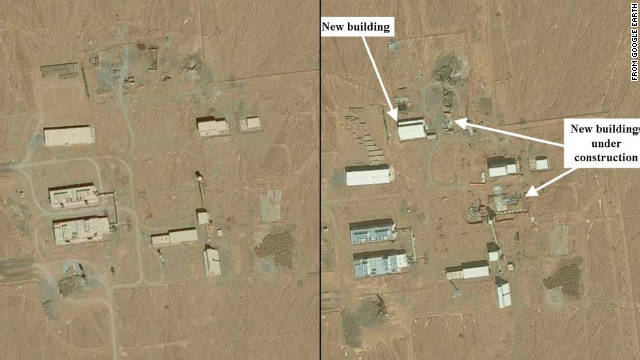 Google satellite images show a yellowcake production facility under construction in 2009, left, and several new buildings in 2011. 