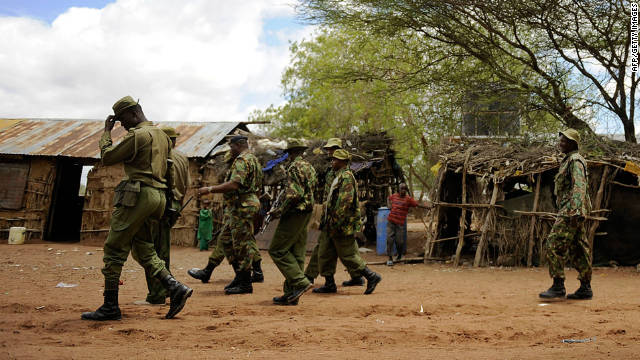 Kenyan security forces search for two missing aid workers at a village near near Liboi, Kenya&#39;s border town with Somalia on October 15.