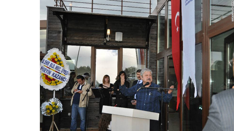 Antalya mayor Mustafa Akaydin speaks at the opening of the Solar House in April 2011.