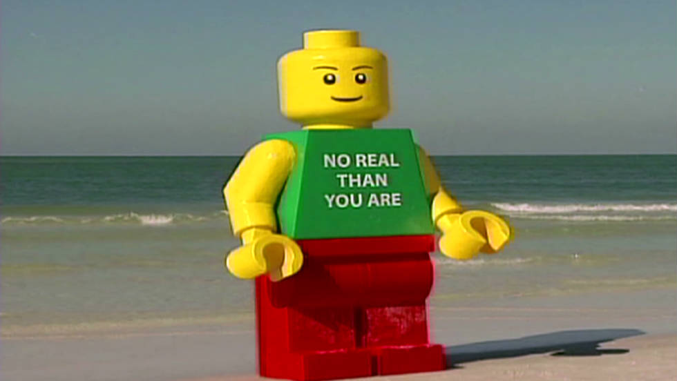 lego man on beach