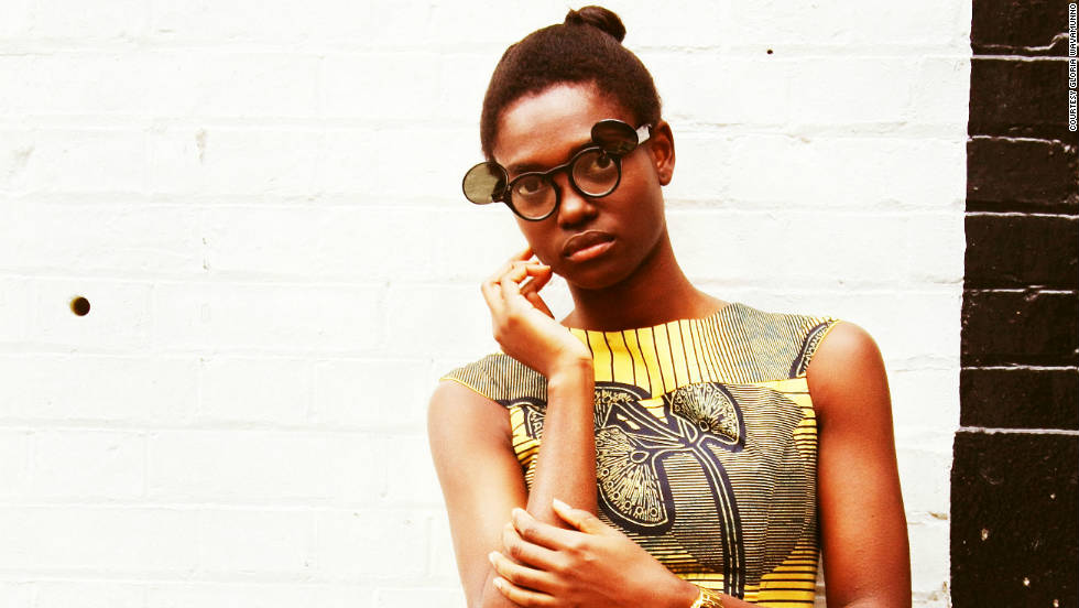 A model displays a dress from the collection of Ugandan designer, Gloria Wavamunno. 