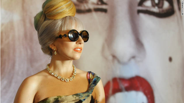 Lady Gaga poses for photographers in New Delhi, India, on October 28, 2011. 