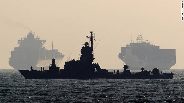 An Israeli navy vessel patrols off the southern port of Ashdod on July 19, 2011.  