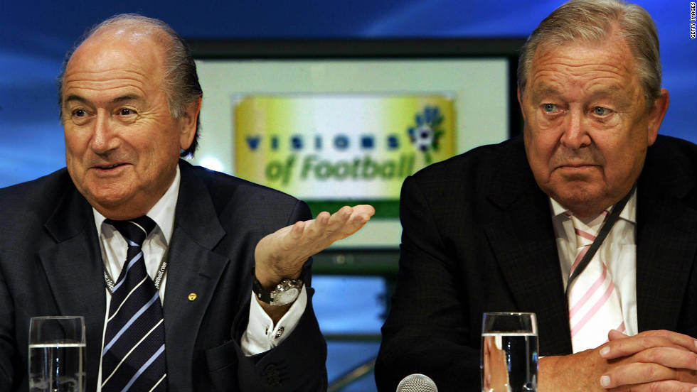 Blatter faced a criminal investigation after winning the 2002 FIFA presidential election, being accused of financial mismanagement by 11 former members of the ruling body&#39;s executive committee, including his 1998 election rival Lennart Johansson, right. However, prosecutors dropped the case due to a lack of evidence.