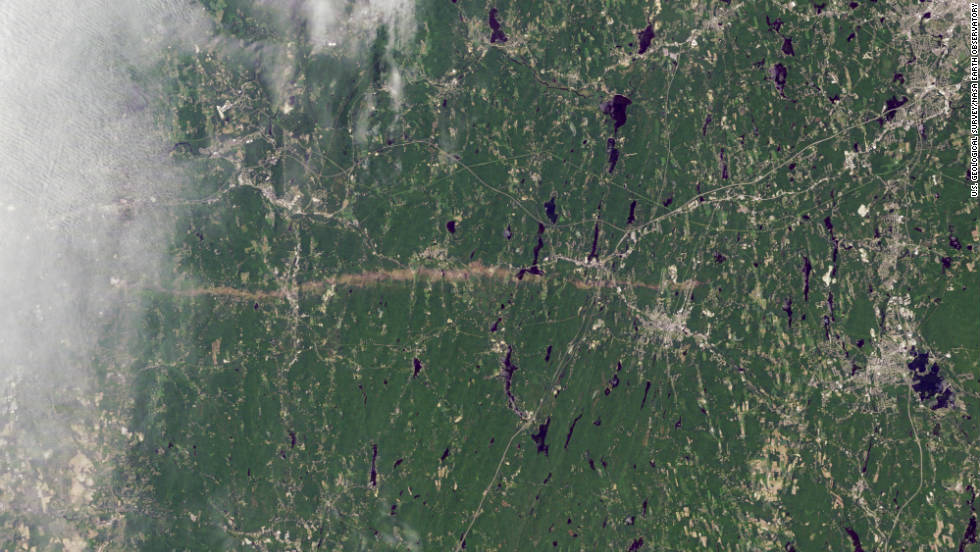 The thin horizontal strip of brown snaking across this NASA satellite image is the trail of destruction caused by a &lt;a href=&quot;http://earthobservatory.nasa.gov/IOTD/view.php?id=50854&quot; target=&quot;_blank&quot;&gt;tornado on June 1&lt;/a&gt; as it tore across southwest and south-central Massachusetts.  It continued for 39 miles (63 kilometers), says NASA, and in some places measured half-a-mile in diameter. The WMO reports that it was one of the most active tornado seasons on record. 157 people lost their lives -- the deadliest in the U.S. since 1947 -- in &lt;a href=&quot;http://edition.cnn.com/2011/OPINION/05/29/hunter.tornado.joplin/index.html&quot;&gt;Joplin, Missouri&lt;/a&gt; in May.     