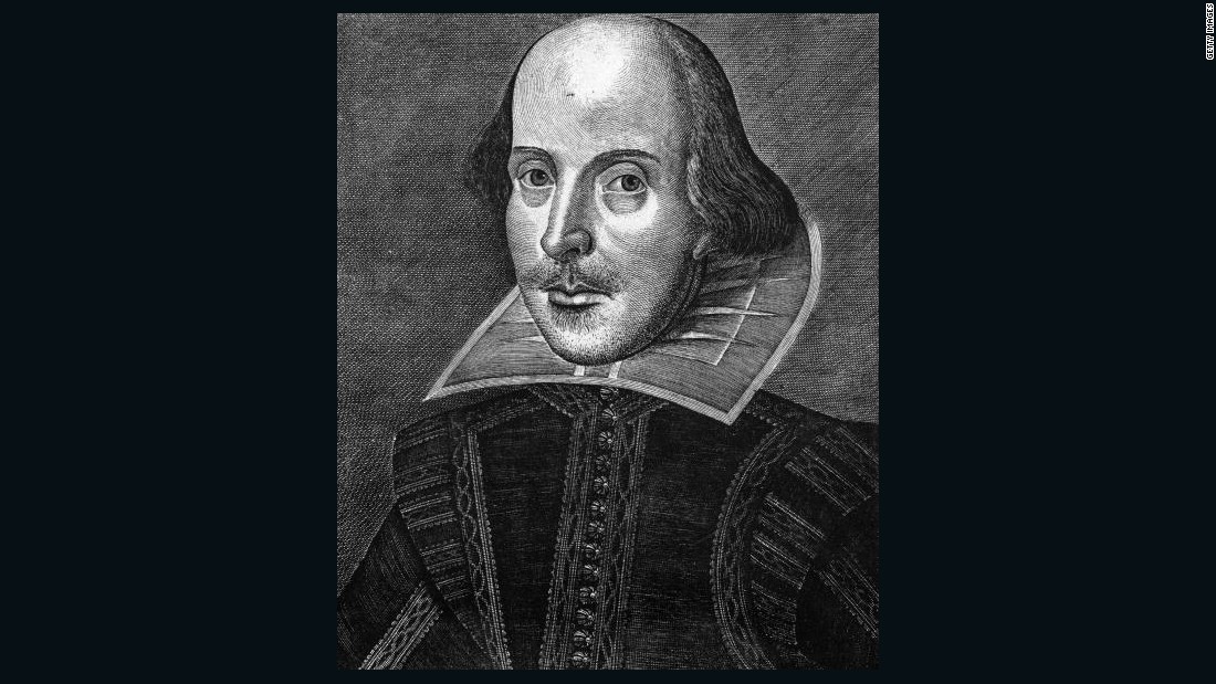 The best-known picture of Shakespeare is this one, from the First Folio, published in 1623. Shakespeare died in 1616; it will be 400 years since his death next year.