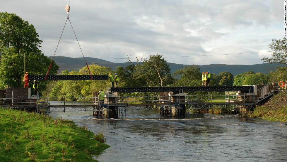 The newly built Dawyck Estate river crossing in Peeblesshire, Scotland, is the world&#39;s longest recyclable bridge.