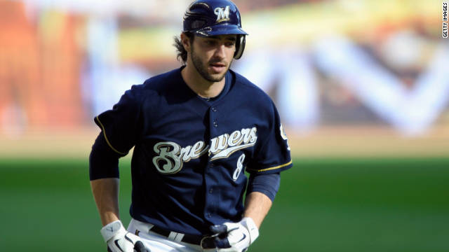 Ryan Braun rounds the bases on his two-run homer in the first game of the National League Championship Series in October.
