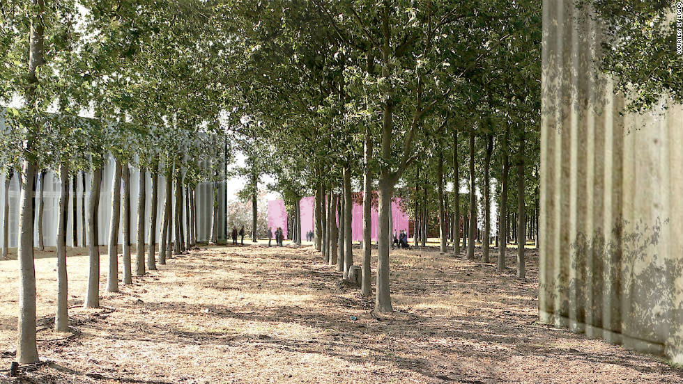 The design of the park also incorporates tree planting and swales which help mitigate local water and air pollution, as this architect&#39;s image shows. 