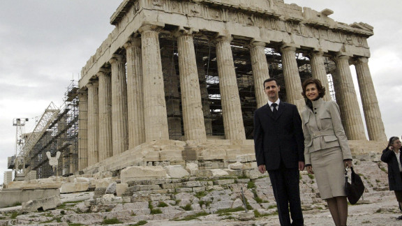 Bashar al-Assad and his wife Asma visiting the Acropolis, Athens.