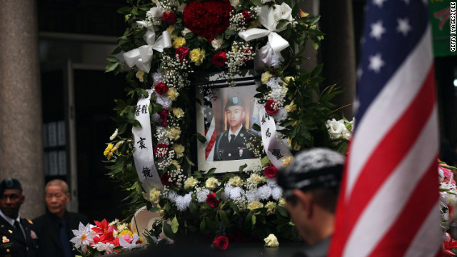 Army Pvt. Danny Chen is honored in a funeral procession on October 13, 2011, in New York&#39;s Chinatown.