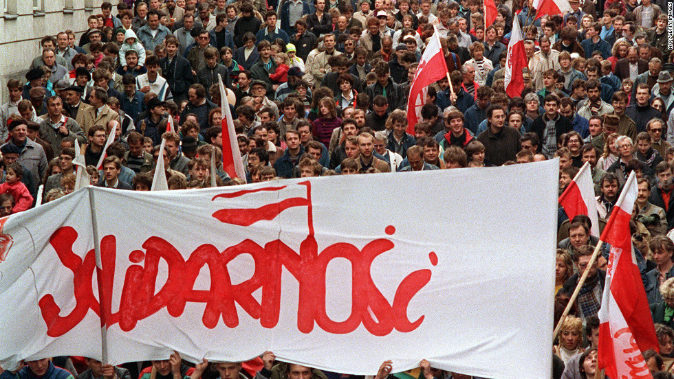 Summer 1989: Lech Walesa&#39;s Solidarity movement defeats communists in Poland. Amid anti-communist defiance Gorbachev loosens control of Warsaw Pact countries.