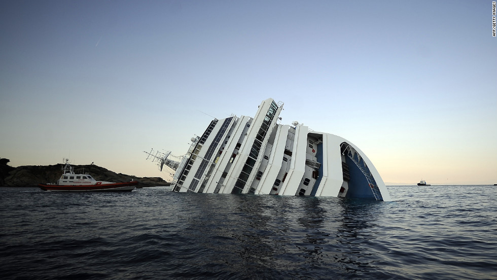 The Costa Concordia struck rocks on January 13 and turned on its side off the Italian island of Giglio.