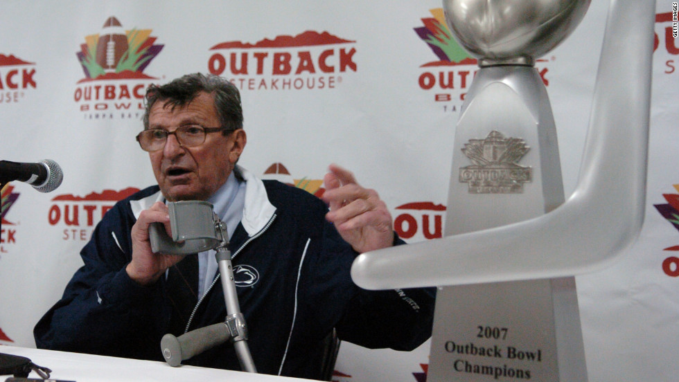 Paterno speaks at a post-game press conference after winning the Outback Bowl on January 1, 2007, in Tampa, Florida.