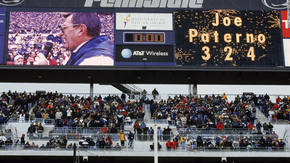 In October 2001, Paterno is honored before a game for having won the most games in Division 1-A. He continued to vie with Florida State&#39;s Bobby Bowden for the most all-time major college wins until Bowden retired in 2009.