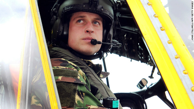 Britain&#39;s Prince William is pictured at the controls of a Sea King helicopter during a training exercise in 2011.