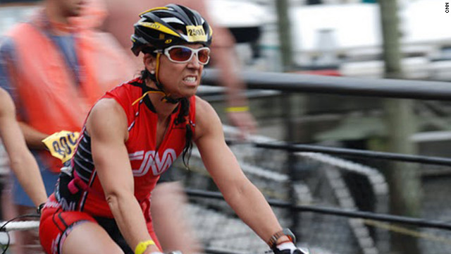Roni Selig competes in the New York City Triathlon in 2011 with CNN&#39;s Fit Nation team.