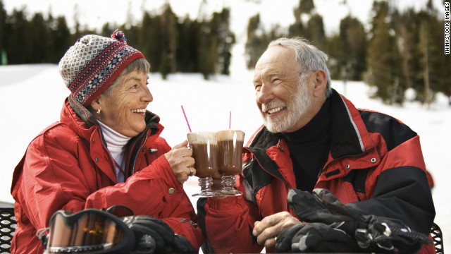 happy cold couple with coffee