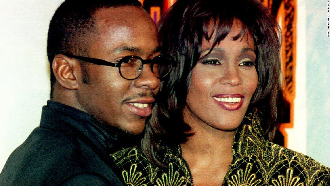 Houston appears with her husband at the time, singer Bobby Brown, at the Soul Train Music Awards in March 1995. Houston received the Sammy Davis Jr. Award for entertainer of the year.