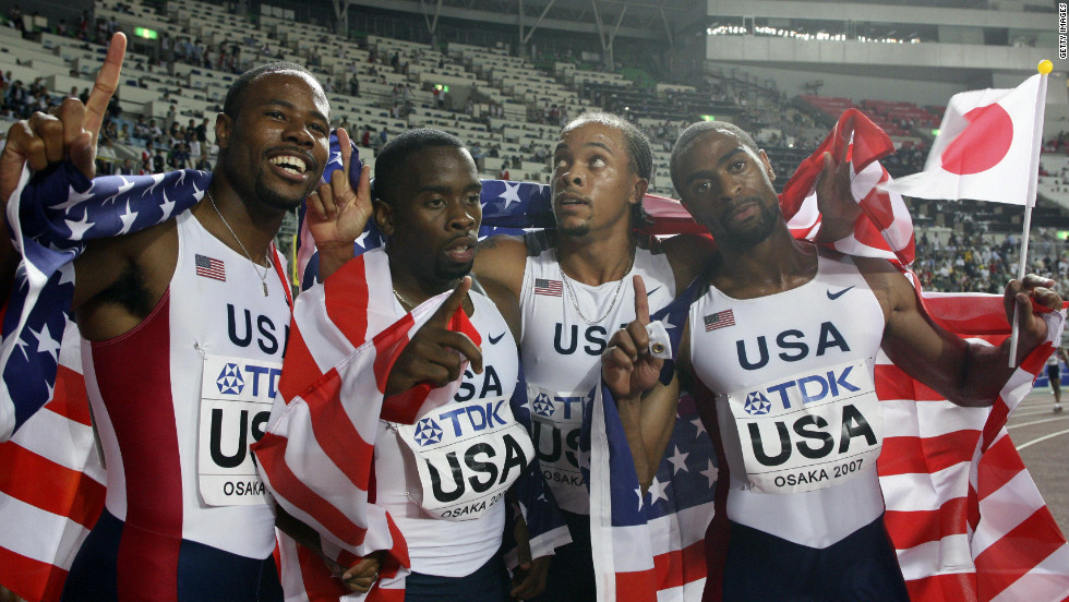 Gay also won gold as part of the U.S. 4x100m relay team.