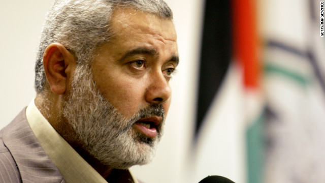 Dismissed Palestinian prime minister and senior Hamas leader Ismail Haniyeh speaks to security officers during his visit to the Security and Protection Forces&#39; headquarters on July 3, 2008 in Gaza City, Gaza. Haniyeh sought to calm tensions with Egypt following a series of clashes between Egyptian Police and stone throwing protesters yesterday, in an effort to keep the Rafah crossing open.